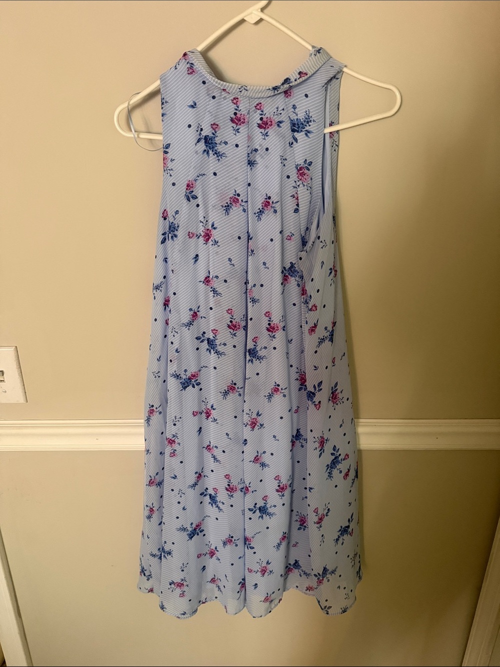 Elle Light Blue Floral Tank Dress with bow back